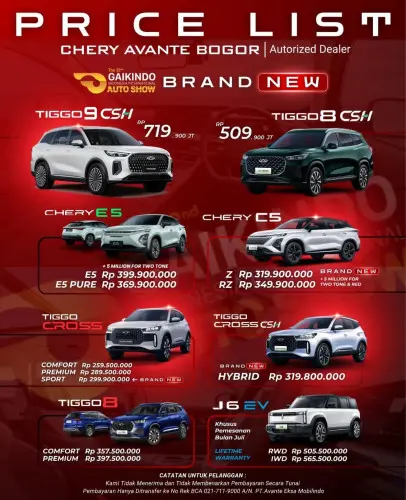 Pricelist Harga Chery kartini 2025